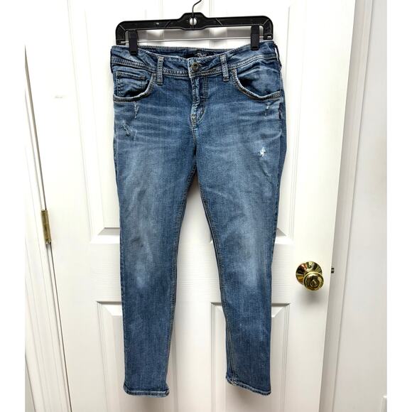 Silver Jeans, Suki Sam Cropped, Gold Stitching, Loose Fit, Women's Size 28 - Picture 1 of 7